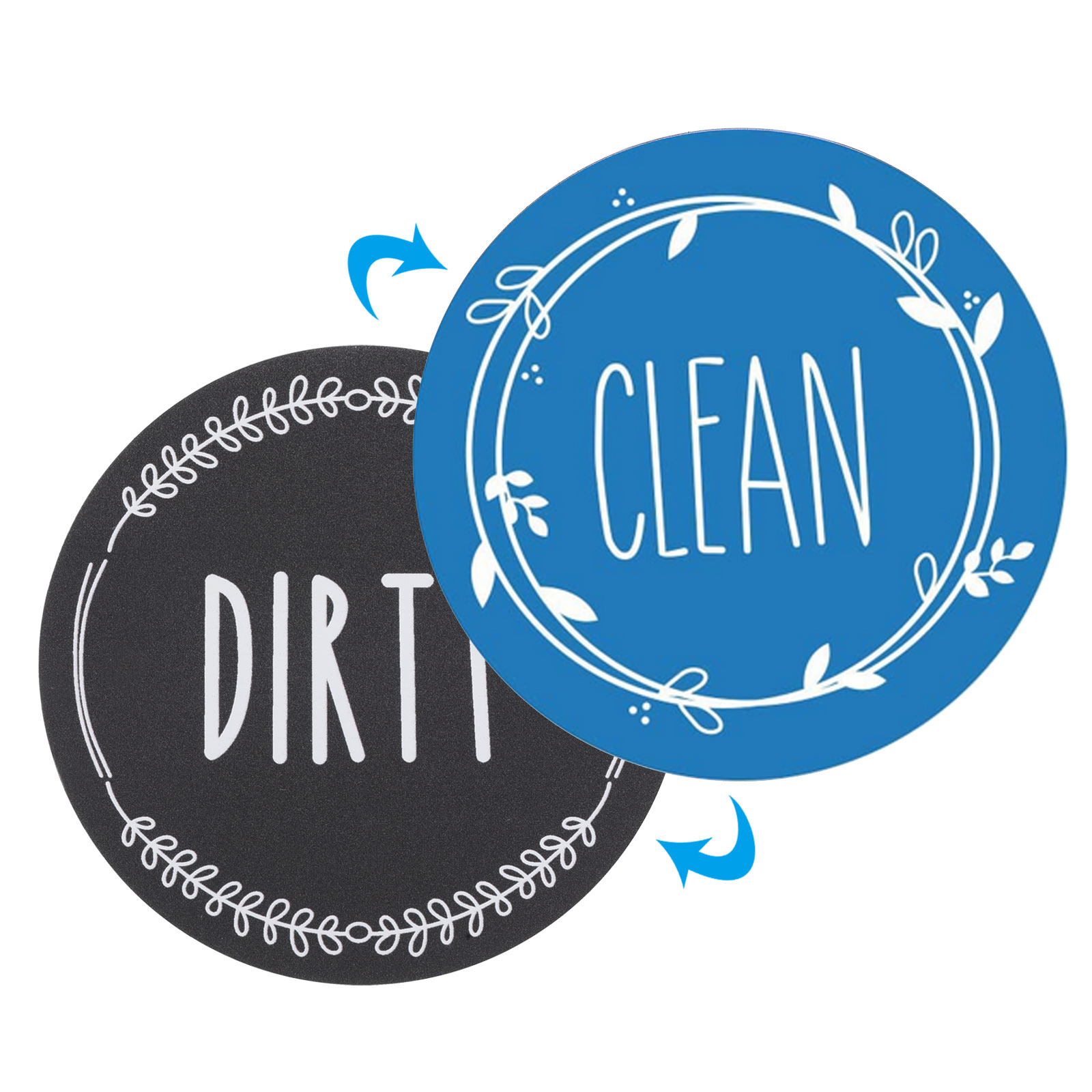 Unique Bargains Dishwasher Magnet Round Refrigerator Sign Magnet 2 Pack Blue Black