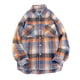 thumbnail image 1 of Blusa y camisa de manga larga con cuello vuelto para hombre, estilo informal, a cuadros, con bolsillos y botones, de licra, 1 of 4