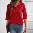 thumbnail image 5 of 3/4 Sleeve Sweater for Women Polo Collared Loose Fit Knit Top Business Casual Dressy Fashion Pullover Tops, 5 of 8