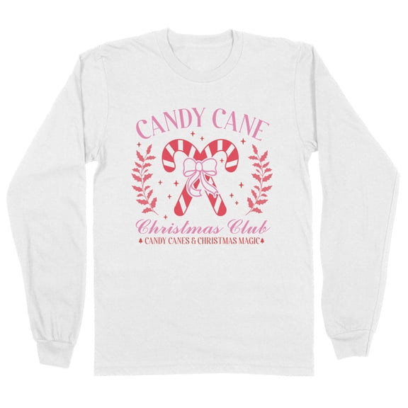 Candy Cane Christmas Club Long Sleeve Shirt Unisex Large White