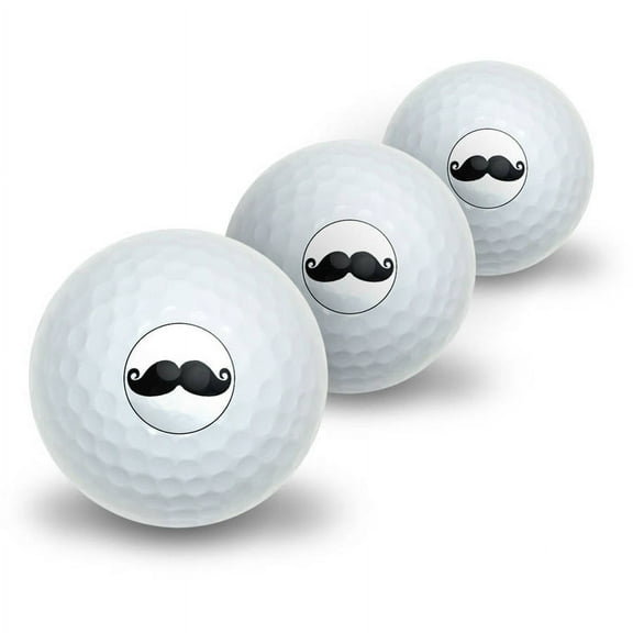 Curly Mustache Funny Novelty Golf Balls, 3pk