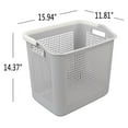 thumbnail image 2 of Drevy 4-Pack 35 L Plastic Laundry Hamper, Large Storage Basket with Handle, Gray, 2 of 7
