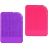 2 Pcs Heat Resistant Silicone Mat for Flat or Curling Iron, Hot Hair Tools, Pink & Purple, 6 x 9 in.