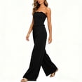 thumbnail image 4 of Costeam Womens Solid Color Sleeveless Jumpsuit Elastic Waist Loose Fit Wide Leg Full Length Soft Fabric Lightweight Breathable Casual One Piece Pants, 4 of 6
