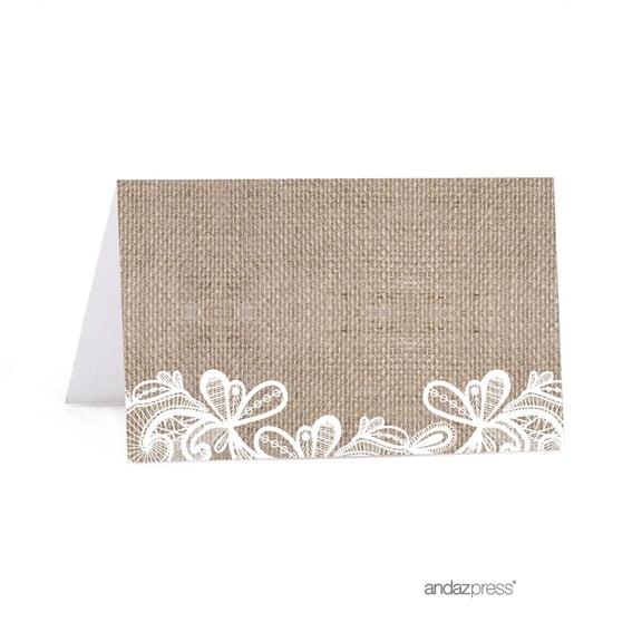 Koyal Wholesale Burlap Lace Wedding Table Place Cards 20-Pack