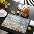 thumbnail image 3 of Starfish Placemats Set of 12, Blue Brown Ocean Shell Coral Farmhouse Placemats for Dining Table, Place Mats for Kitchen Tabletop, Waterproof Wipeable Dining Table Mats Set, 3 of 9