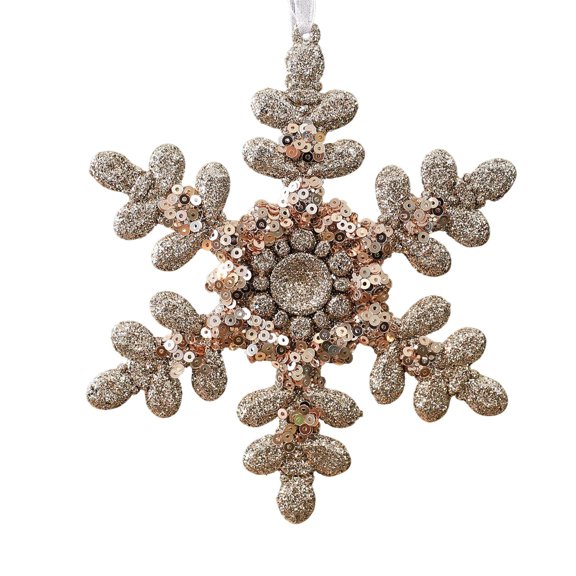 WMGHA Christmas Glitter Snowflake Ornaments Plastic Snowflakes Ornaments-Xmas Tree Hanging Decorations for Xmas Tree Gift for Holiday and Party,4.7-inch (Snowflake, Champagne Gold)