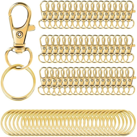 Ariseltys100pcs Swivel Snap Hooks Metal Golden Lobster Claw Trigger Clasps for Lanyard Keychain Rings Bag Purse Tag Jewelry Making DIY Crafts