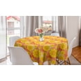 thumbnail image 1 of Floral Round Tablecloth, Retro Style Overview of Flower on a Spotted Grunge Background, Circle Table Cloth Cover for Dining Room Kitchen Decor, 60", Yellow Pale Peach, by Ambesonne, 1 of 2