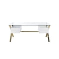 thumbnail image 2 of Pemberly Row Large Glass & Polished Steel Desk in Gold/White and Clear, 2 of 7