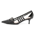 thumbnail image 2 of YDN Women Pointed Toe Cutout Strappy Pumps Metal Studded Buckle Kitten Low Heels Formal Work Event Date Shoes Size 14 Black, 2 of 4