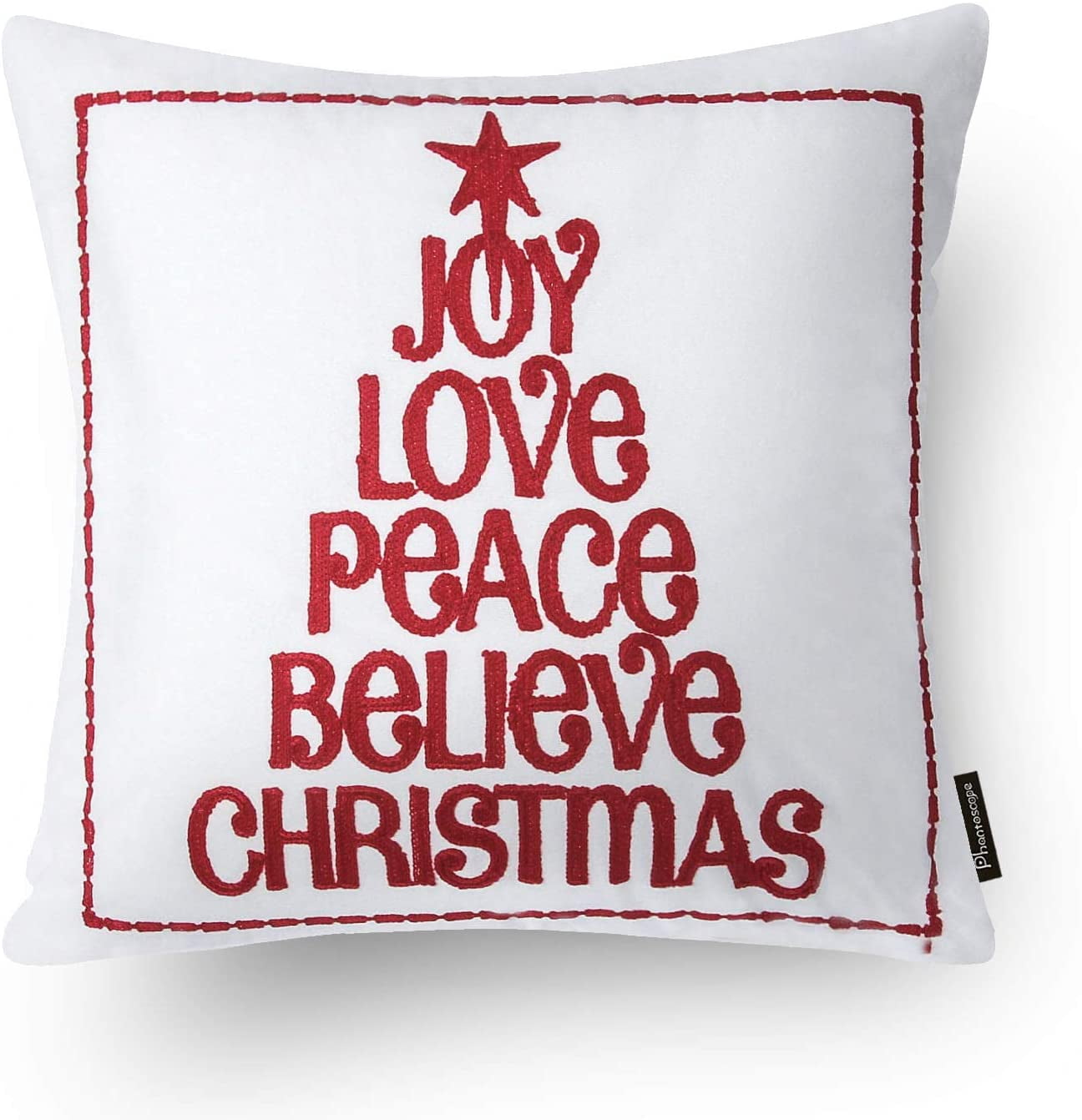 Phantoscope 18" x 18" Modern, Classic Christmas Day Embroidery Christmas Polyester Throw Pillow , ( 4 Count)
