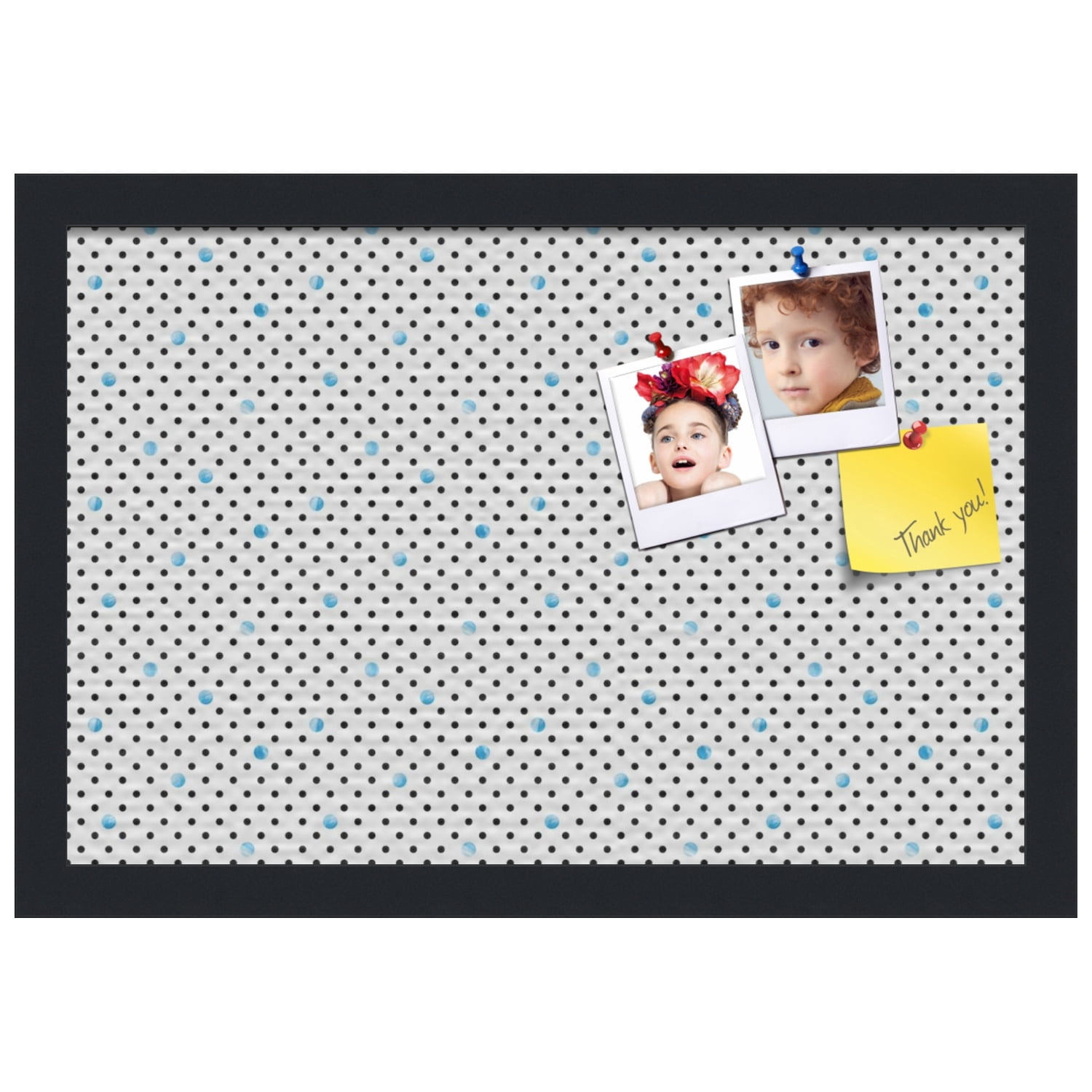 PinPix 18x12 Custom Cork Bulletin Board Chic Polka Dot Blue Poster Board Has a Fabric Style Canvas Finish, Framed in Chic Polka Dot Blue, by ArtToFrames (PinPix-1501)