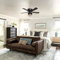 thumbnail image 3 of 42-in Industrial 5-Blade Matte Black Low Profile Flush Mount Ceiling Fan with Light Kit and Remote - 42 Inches, 3 of 5