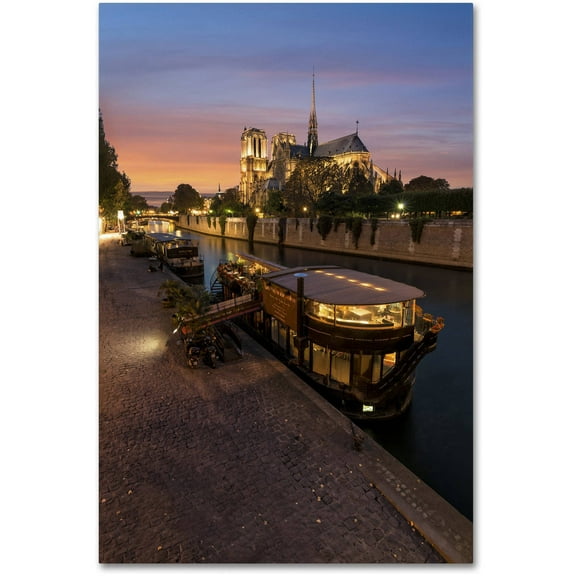 Trademark Fine Art "Sunset in Notre Dame de Paris" Canvas Art by Mathieu Rivrin