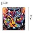 thumbnail image 2 of 12 Inch Wall Clock Battery Operated Silent Clock Decorative for Office, Kitchen, Outdoor, Living Room，a Colorful Cat Cute Design, 2 of 4