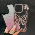 thumbnail image 5 of for iPhone 13 Bling Glitter Butterfly Case,Cute Sparkle Diamond Slim Plating Crystal Rhinestone Phone Cover for Women Girls Protective Camera Protection Bumper,Black, 5 of 15