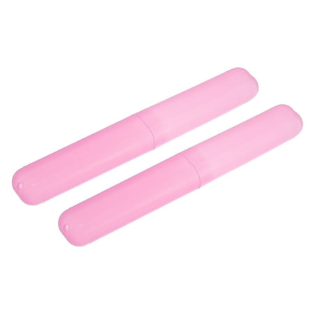 Vocoste 2 Pcs Plastic Toothbrush Holders Case for Travel Business Pink 7.48"x1.06"