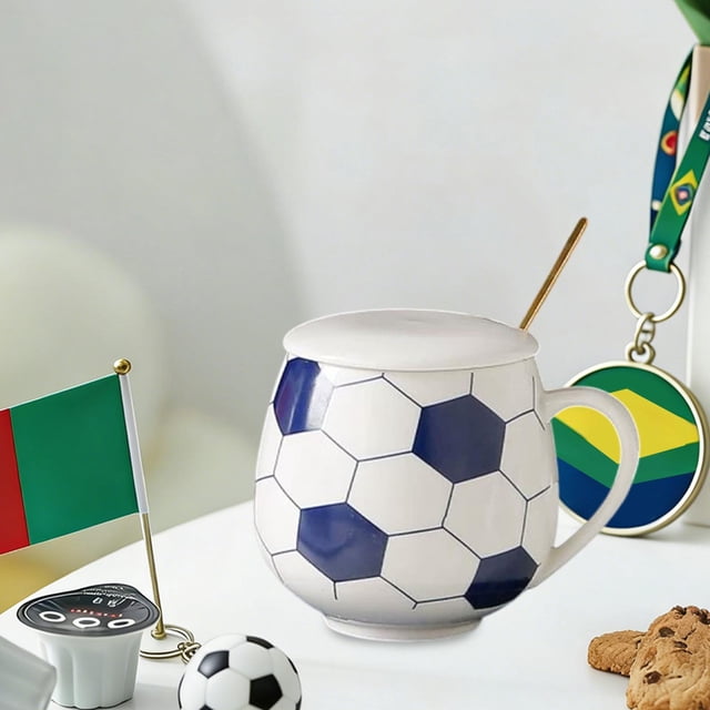 Taza de café deportiva con tapa, taza de cerámica con forma de balón de bádminton | Taza de té y café con tapa y diseño original de balón deportivo