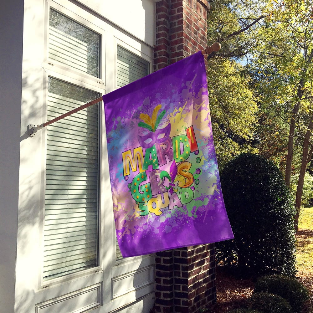 Mardi Gras Squad Flag Canvas House Size 28 in x 40 in