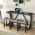 thumbnail image 6 of Industrial Bar Table Set w/ Power Outlet - Grey & Black, 4-Piece Dining Set for Kitchen/Living Room. Solid Wood, MDF, 59" Table. Includes 3 Stools., 6 of 20