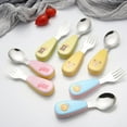 thumbnail image 4 of Toddler Fork and Spoon Set Baby Silverware Stainless Steel Kid Utensils Child Flatware for Self Feeding BPA Free for 12 Months+, 4 of 6