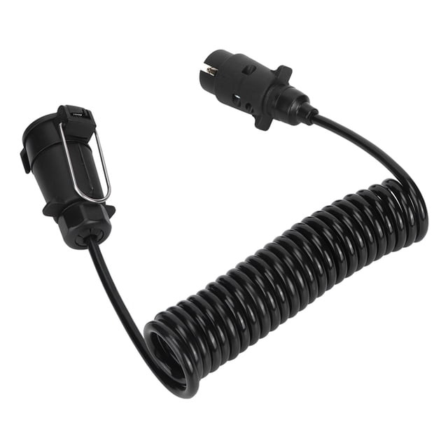 Adaptador de Cable de Remolque, Enchufe de Remolque de Primavera Negra 7 Pin 98.4 Pulgadas de ContactO de Cobre Puro Tapa Resistente a la intemperie para vehículos Comerciales