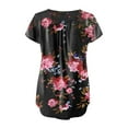 thumbnail image 4 of QENGING Shirts for Women Floral Printed Regular Trendy Graphic Tees Short Sleeves V Neck Button Top Red 2XL Summer, 4 of 5