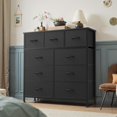thumbnail image 2 of 9 Drawer Storage Dresser with Wood Top - Wide Fabric Chest Organizer for Bedroom, Closet, Living Room,Tower Cabinet, TV Stand, Hallway Entryway Furniture,Carbon Black, 2 of 6