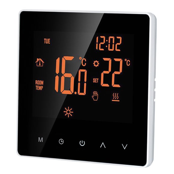 Riwcyla Smart Digital Controller LCD Display Touch Screen Week Programmable Electric Floor Heating for Home School Office Hotel 16A