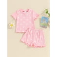 thumbnail image 2 of CIYCuIT Toddler Baby Girls Summer Outfits Floral Print Lettuce Trim Short Sleeve Tops + Shorts 2Pcs 6M 12M 18M 24M 3T 4T Kids Cute Casual Short Pants Sets, 2 of 9