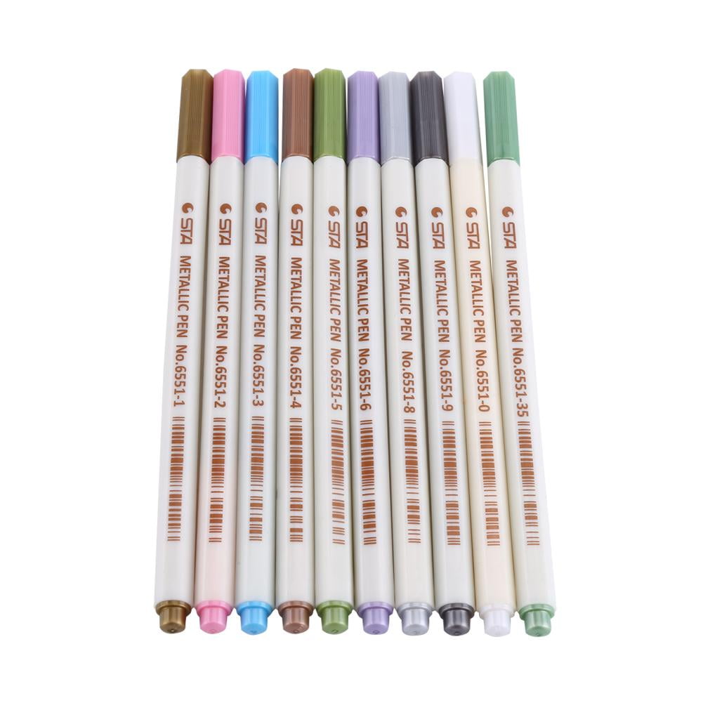 LYUMO Color Pen, Metallic Pens, New 10Pcs Album Photo Metallic Color Marker Pens Colorful Ink DIY Scrapbook Card Making