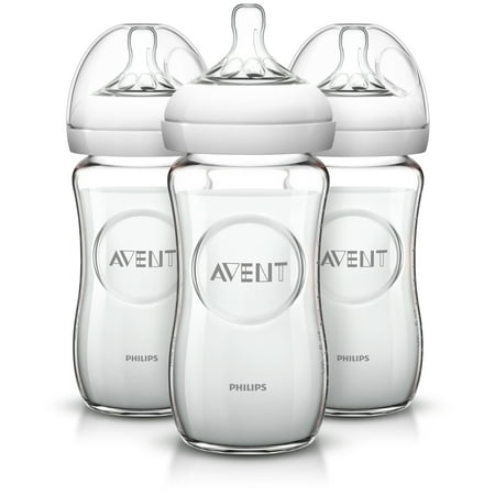 Philips Avent BPA Free Natural Clear Glass Baby Bottles, 8 Ounce, 3 Pack