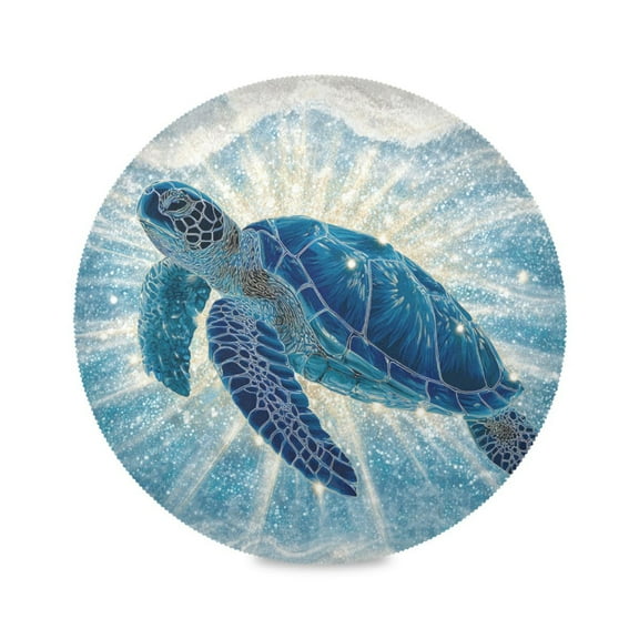 WOBOGO Deep Blue Sea Turtle Round Placemats Set of 1 Heat Resistant Washable Kitchen Table Decorations 15.4in