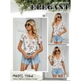 thumbnail image 7 of ZXSXSY Women's Floral Print Hollow V Neck Petal Short Sleeve Blouse, 7 of 7