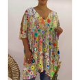 thumbnail image 2 of Pompotops Femmes V-Cou Impression en Vrac Mode Bustier Jupe Courte Robe, 2 of 7