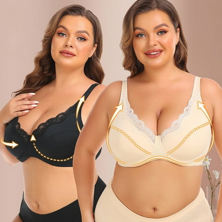 Itsame 1PC Bras for Women s Full Support Everyday Casual Bra Set Comfortable Breathable Wireless Comfort Bralette Black Size 2XL