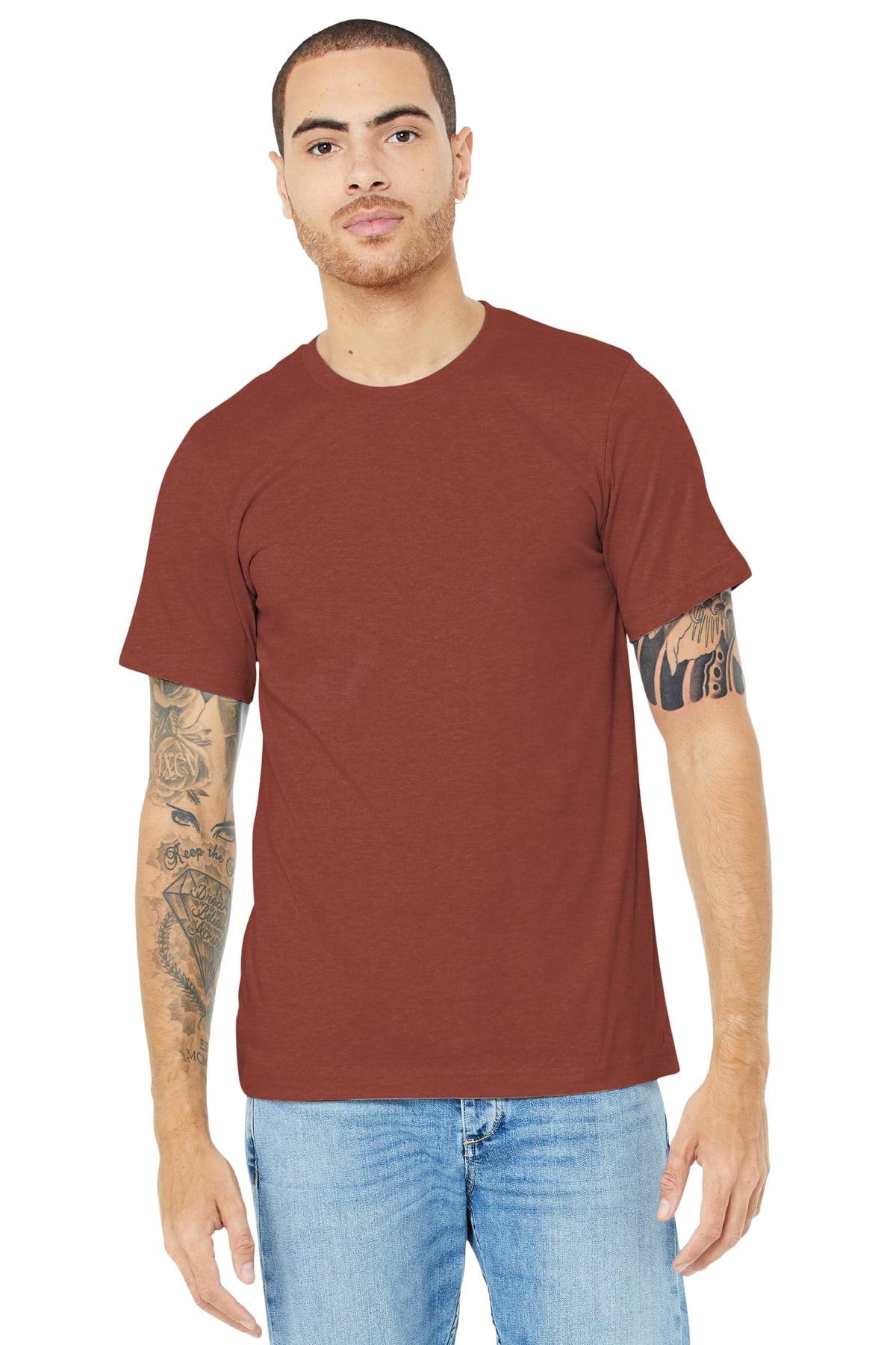 Bella Canvas Unisex Heather CVC Short-Sleeve T-Shirt - Heather Maroon, Size S - View #5