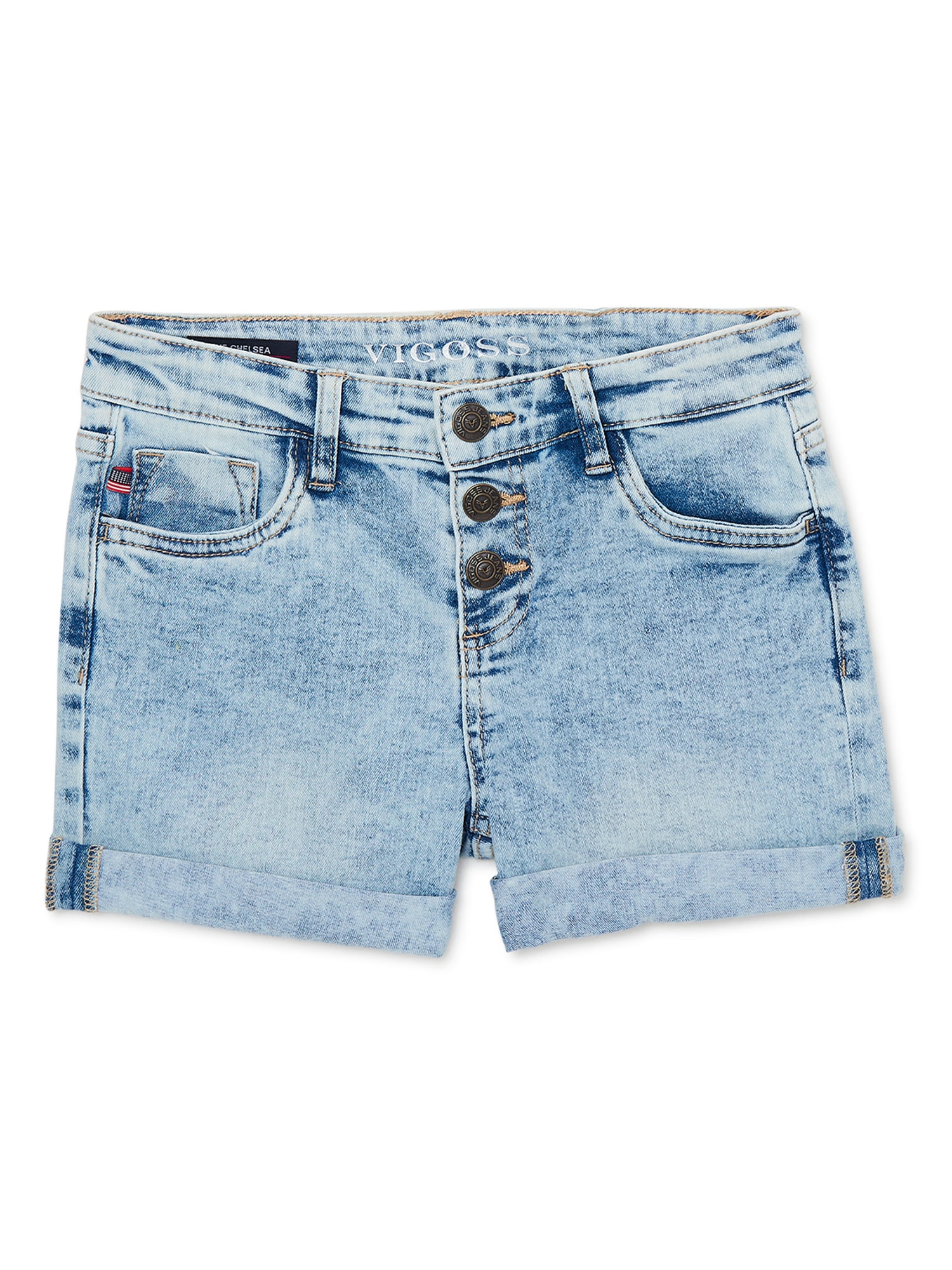 Vigoss Girls Exposed Button Denim Shorts, Sizes 714
