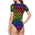 thumbnail image 3 of Uemuo Dragon Scales Pattern Women's One Piece Short Sleeve Swimsuit Rash Guard Surfing Modest Quick-drying Swimsuit Beach Essentials-Large, 3 of 9