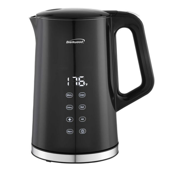 Brentwood 1,100-Watt 1.7-L Cordless Cool-Touch Digital Electric Kettle with Stainless Steel Interior, BTWKT2015DBK, KT-2015DBK