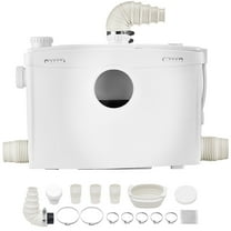 KFFKFF 1200W Waste Water Management Unit, 48 GPM Capacity, Lifts to 33 ft/10 m, Includes 4 Water Entry Points, Suitable for Efficient Removal of Water from Toilets, Basements, Showers, Sinks