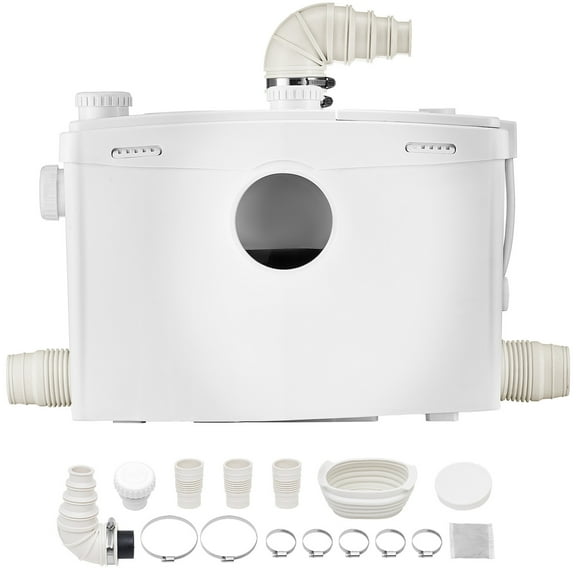 KFFKFF 1200W Waste Water Management Unit, 48 GPM Capacity, Lifts to 33 ft/10 m, Includes 4 Water Entry Points, Suitable for Efficient Removal of Water from Toilets, Basements, Showers, Sinks