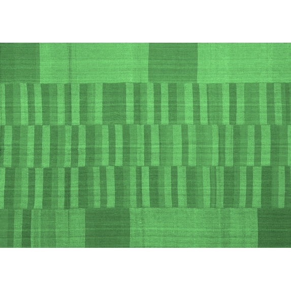 Ahgly Company Indoor Rectangle Abstract Emerald Green Contemporary Area Rugs, 5' x 8'