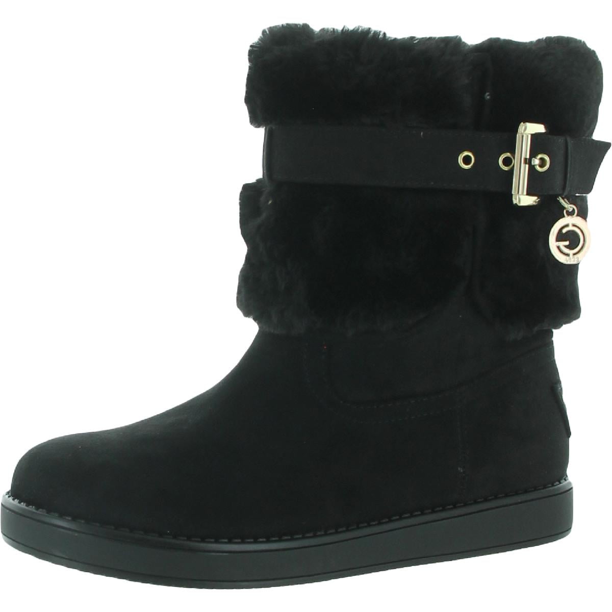 GBG LOS ANGELES Womens Black Buckle Accent Round Toe Snow Boots 5