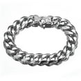 thumbnail image 3 of QQTDFG High Polished Silver Mens Chain Stainless Steel Cuban Curb Bracelet 15mm 8.66"-default, 3 of 6