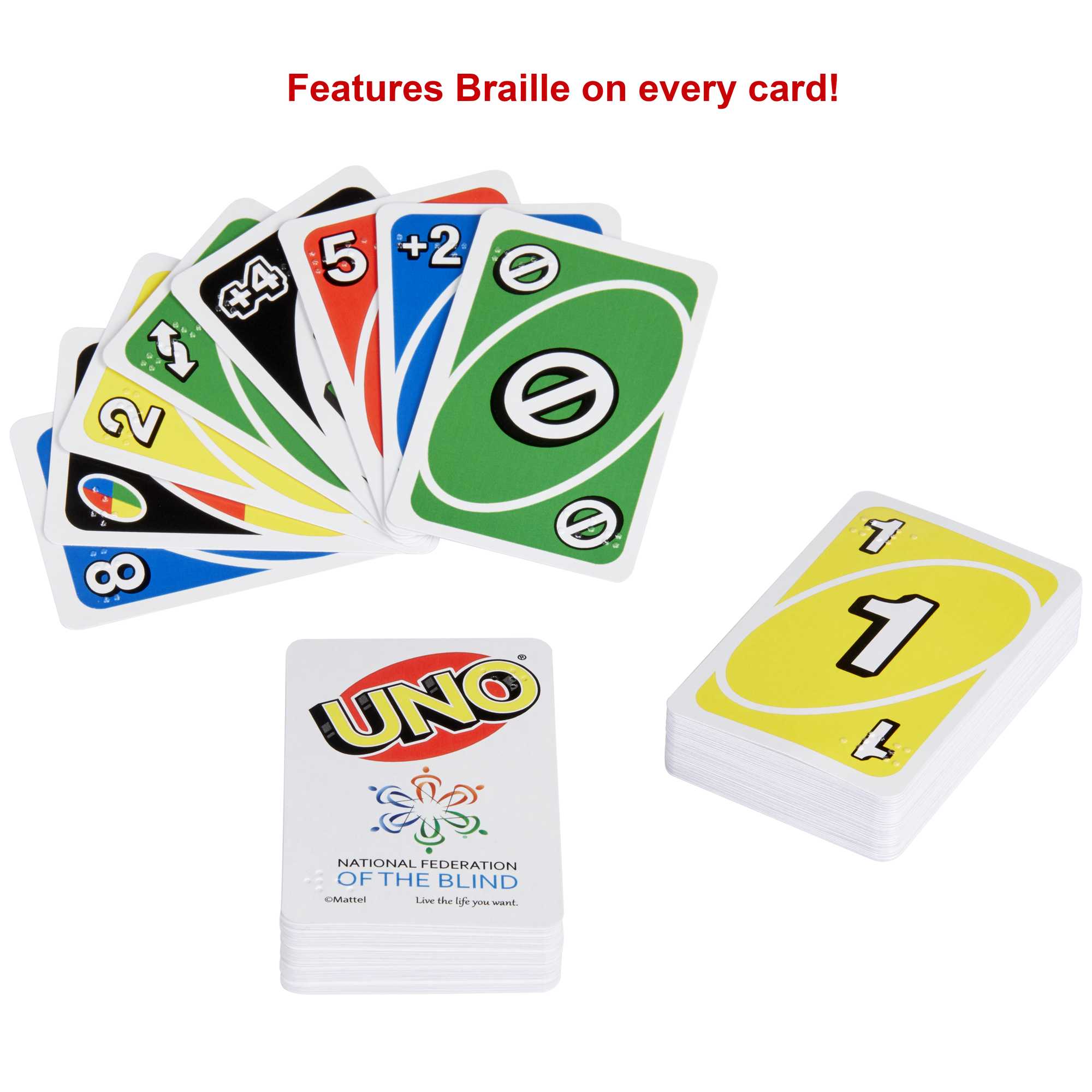 UNO Braille Card Game for Kids & Adults with Cards Designed for Blind and Low-Vision Players - image 5 of 7