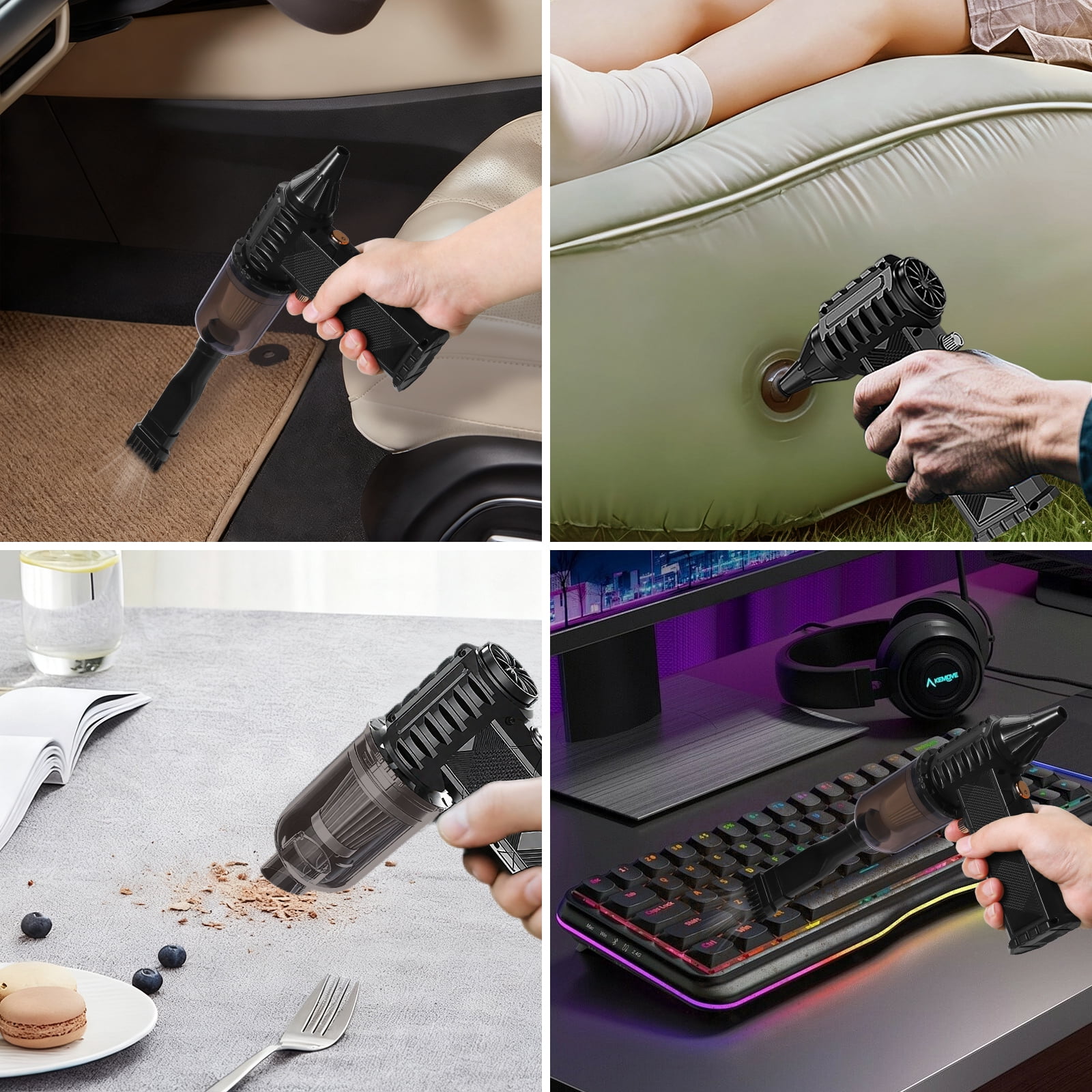 Aship Car Vacuum Blower 2-in-1, Brushless Handheld Vacuum, Rechargeable Battery Powered & Portable for Car Bikes Balls Home Office