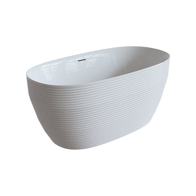 A&E Bath and Shower Beech 59 In. X 29.5 In. Acrylic Bathtub With Horizontal Grooves Pattern In Glossy White