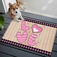 thumbnail image 3 of Area Rug 2 x 3 Ft, Happy Valentine's Day Indoor Accent Bathroom Rugs for Kitchen/Laundry Room, Love Heart Wood Pink Black Plaid Washable Non-Slip Runner Floor Mat for Entryway, Living Room, 3 of 8
